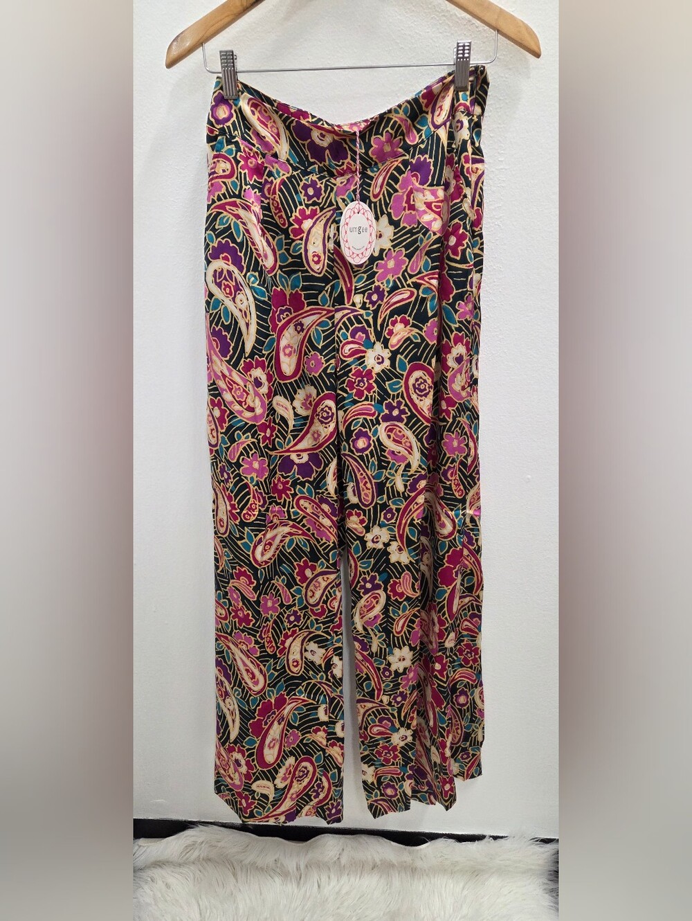 Umgee Floral Paisley Wide-Leg Pant - Pink & Green